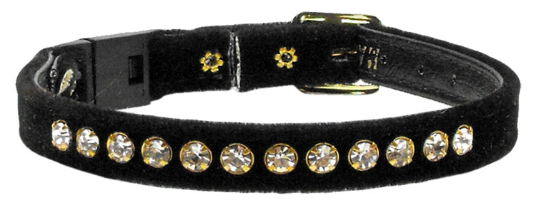 Velvet Breakaway Cat Collar Black 10